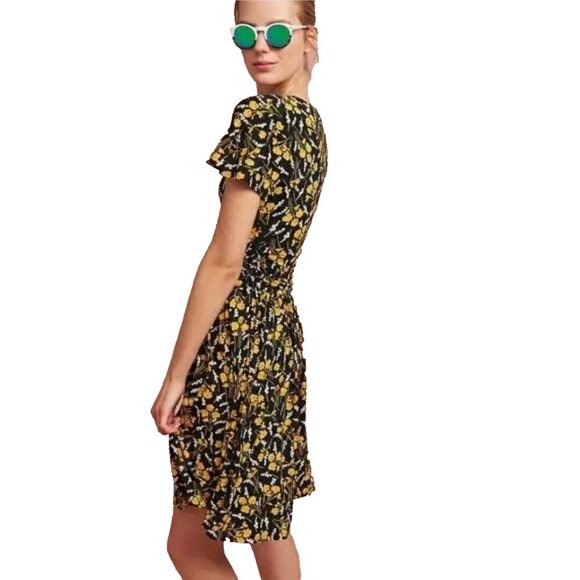 Anthropologie Maeve Breeze Dress Women Size S Black Floral - Picture 2 of 14